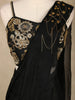 Black Floral Design Georgette Ready To Wear Saree with Designer Blouse - Diadem