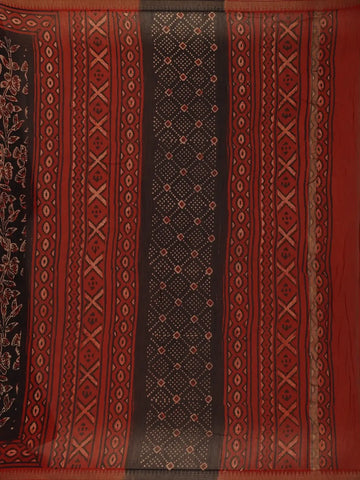 Black Floral Designed Cotton Saree - Diadem