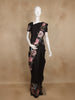 Black Floral Embroidered Design Tussar Silk Saree
