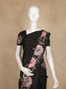 Black Floral Embroidered Design Tussar Silk Saree