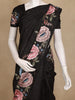 Black Floral Embroidered Design Tussar Silk Saree