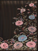 Black Floral Embroidered Design Tussar Silk Saree