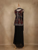 Black Floral Embroidered Georgette Palazzo Suit with Dupatta