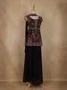 Black Floral Embroidered Georgette Palazzo Suit with Dupatta