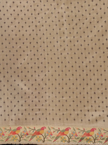 Black Floral Embroidered Tussar Silk Saree - Diadem