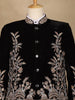 Black Floral Embroidered Velvet Men's Suit - Diadem