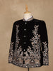 Black Floral Embroidered Velvet Men's Suit - Diadem