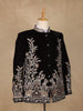 Black Floral Embroidered Velvet Men's Suit - Diadem
