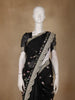 Black Floral Embroidery Organza Saree - Diadem