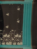 Black And Teal Green Floral Printed Chandheri Cotton Saree