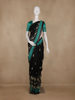 Black And Teal Green Floral Printed Chandheri Cotton Saree