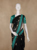 Black And Teal Green Floral Printed Chandheri Cotton Saree