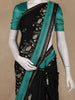 Black And Teal Green Floral Printed Chandheri Cotton Saree