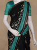 Black And Teal Green Floral Printed Chandheri Cotton Saree