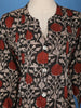 Black Floral Printed Cotton Kurti With Front Buttons