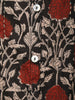 Black Floral Printed Cotton Kurti With Front Buttons