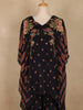 Black Floral Printed Design Crepe Kaftan Suit