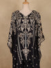 Black Floral Printed Design Crepe Kaftan Suit