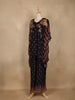 Black Floral Printed Design Crepe Kaftan Suit