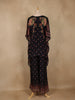 Black Floral Printed Design Crepe Kaftan Suit