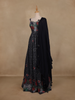 Black Floral Sequins Embroidered Design Georgette Gown