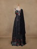 Black Floral Sequins Embroidered Design Georgette Gown
