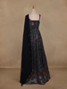 Black Floral Sequins Embroidered Design Georgette Gown