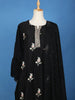 Black Floral Sequins Embroidered Georgette Sharara Salwar Suit - Diadem