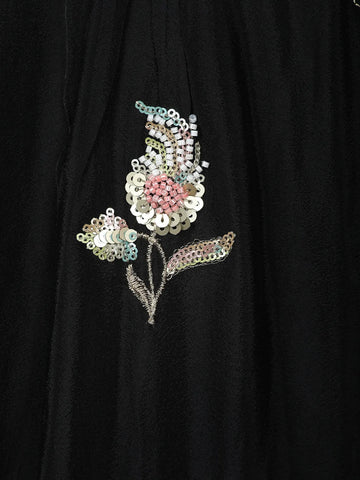 Black Floral Sequins Embroidered Georgette Sharara Salwar Suit - Diadem