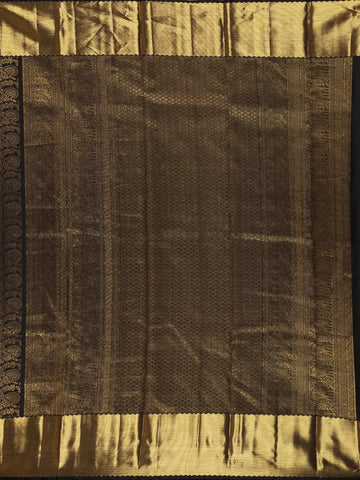 Black Floral Woven Pure Kanchipuram Silk Saree - Diadem