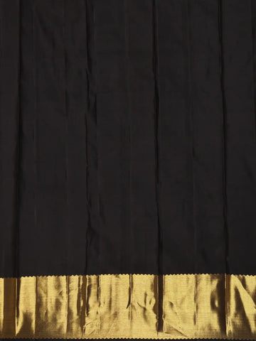 Black Floral Woven Pure Kanchipuram Silk Saree - Diadem
