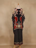 Black Geometric Printed Design Crepe Kaftan Suit