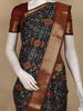Black Geometric Woven Design Cotton Saree with Contrast Maroon Zari Border