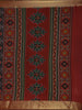 Black Geometric Woven Design Cotton Saree with Contrast Maroon Zari Border