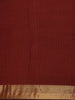Black Geometric Woven Design Cotton Saree with Contrast Maroon Zari Border