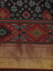 Black Geometric Woven Design Cotton Saree with Contrast Maroon Zari Border