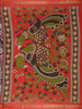 Black Kalamkari Printed Cotton Saree with Contrast Red Border