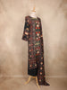 Black Kashmiri Floral Printed Design Crepe Straight Cut Salwar Suit with Dupatta
