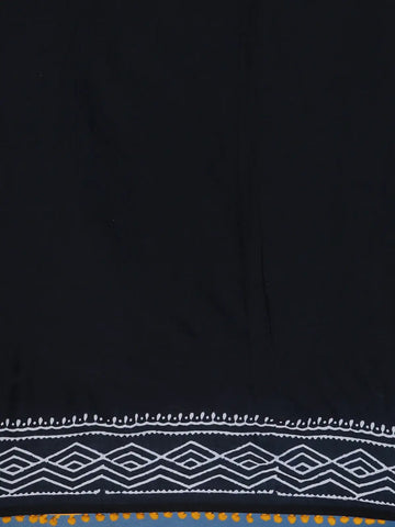 Black Leaf Designed Cotton Saree - Diadem