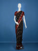 Black Leaf Printed Cotton Saree - Diadem