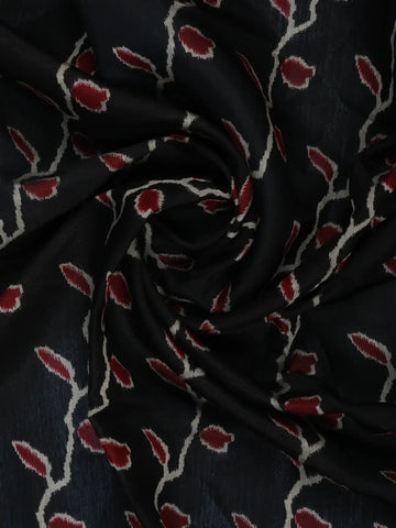 Black Leaf Printed Cotton Saree - Diadem