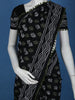 Black Leaf Printed Cotton Saree - Diadem