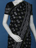 Black Leaf Printed Cotton Saree - Diadem
