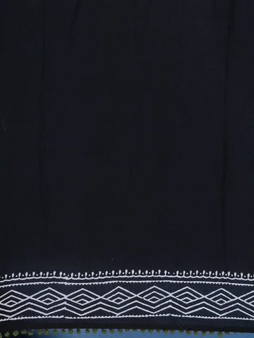 Black Leaf Printed Cotton Saree - Diadem