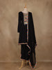Black Mirror Work Embroidered Cotton Salwar Suit with Dupatta