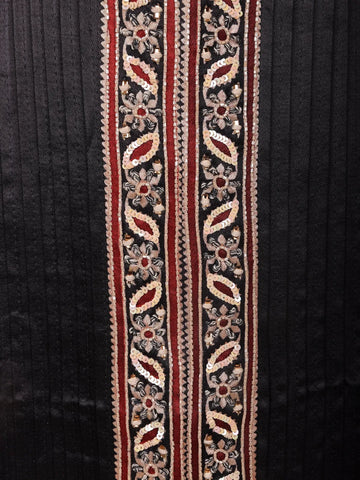 Black Printed Polished Cotton Palazzo Salwar Suit - Diadem