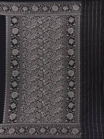 Black Solid Design Tussar Silk Saree - Diadem