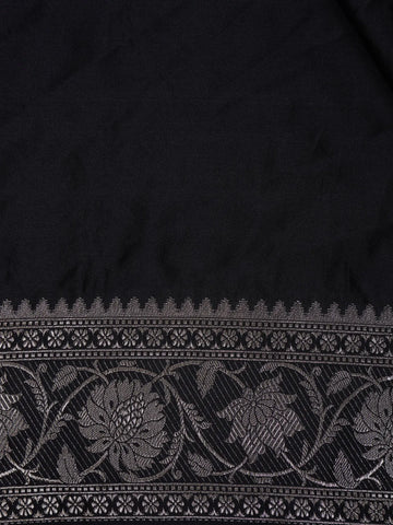Black Solid Design Tussar Silk Saree - Diadem