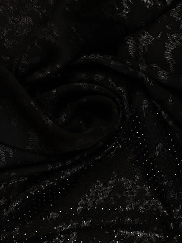 Black Stone Embellished Satin Saree with Matching Blouse - Diadem