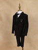 Black Striped Design Velvet Suit For Boys - Diadem